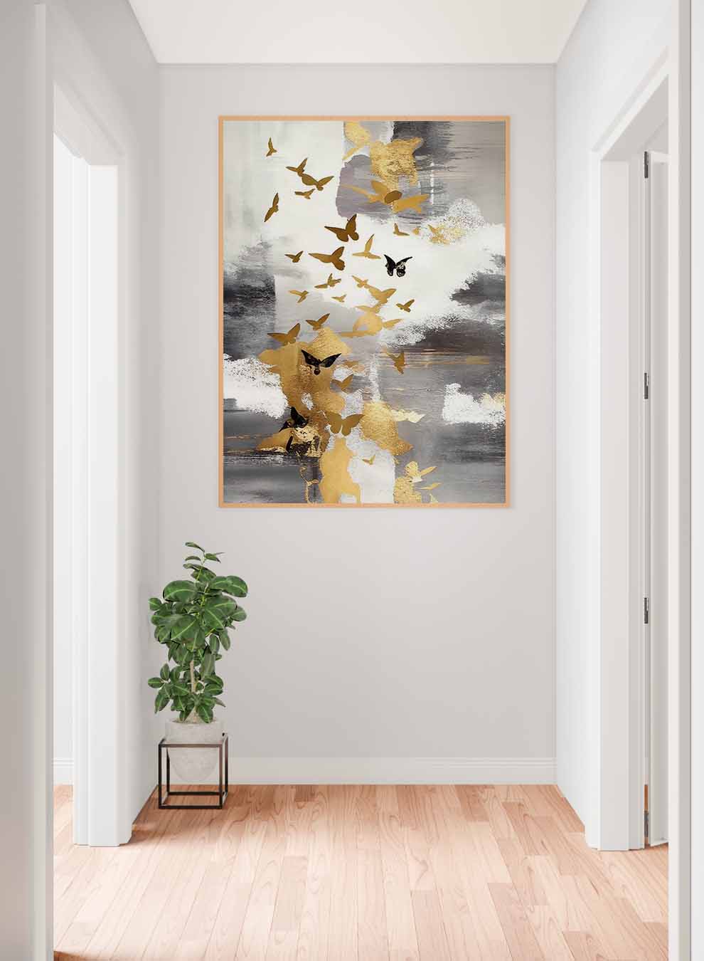 Canvas Wall Art Stretched Over Wooden Frame with Gold Floating Frame Paintings & Pictures| LOWHA