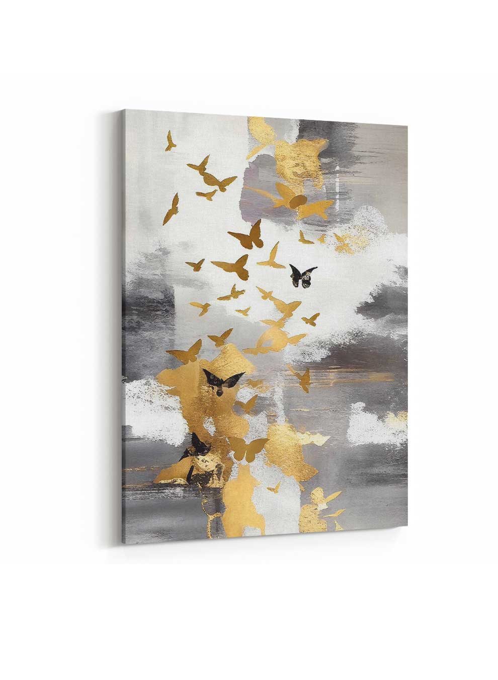 Canvas Wall Art Stretched Over Wooden Frame with Gold Floating Frame Paintings & Pictures| LOWHA