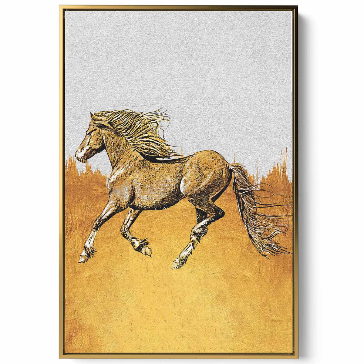 Canvas Wall Art Stretched Over Wooden Frame with Gold Floating Frame Paintings & Pictures| LOWHA
