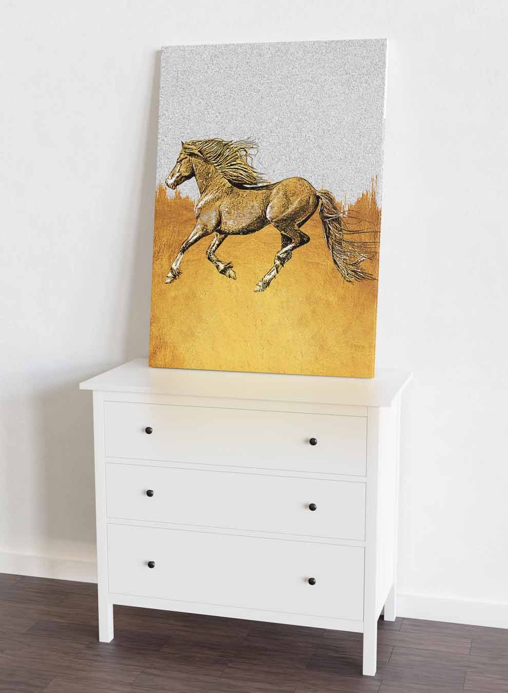 Canvas Wall Art Stretched Over Wooden Frame with Gold Floating Frame Paintings & Pictures| LOWHA