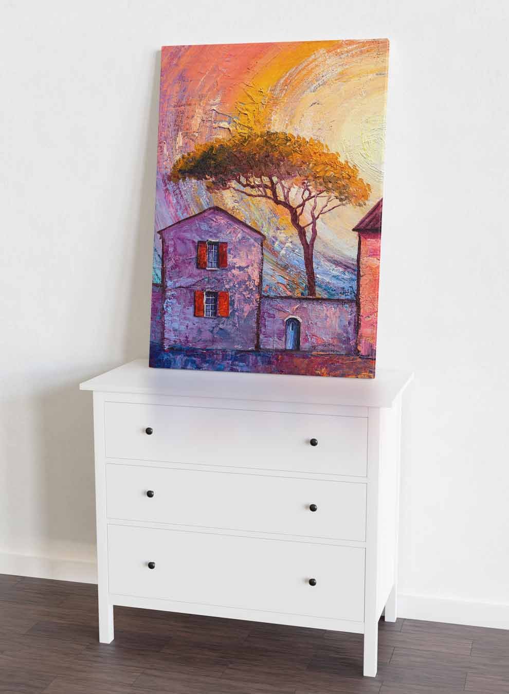 Canvas Wall Art Stretched Over Wooden Frame with Gold Floating Frame Paintings & Pictures| LOWHA