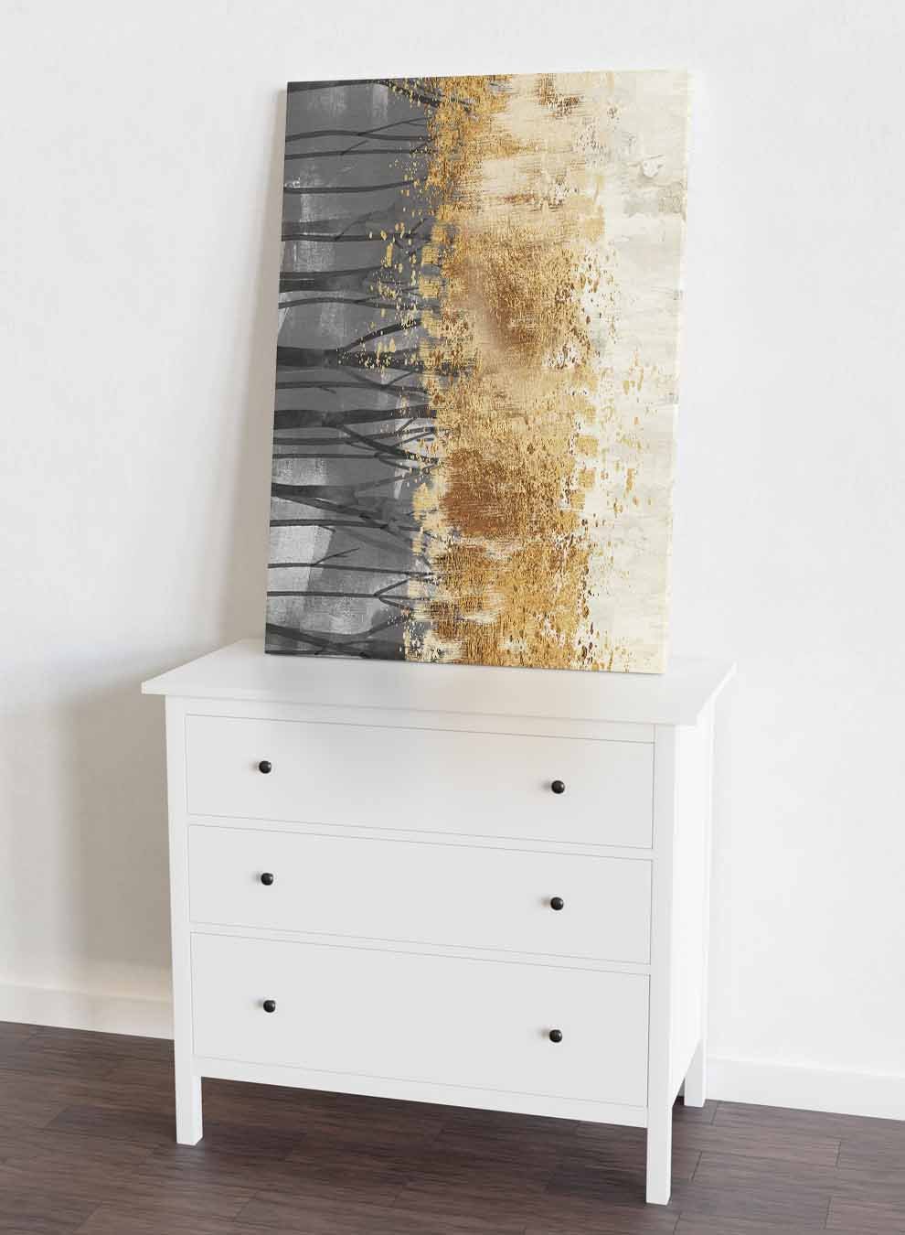Canvas Wall Art Stretched Over Wooden Frame with Gold Floating Frame Paintings & Pictures| LOWHA