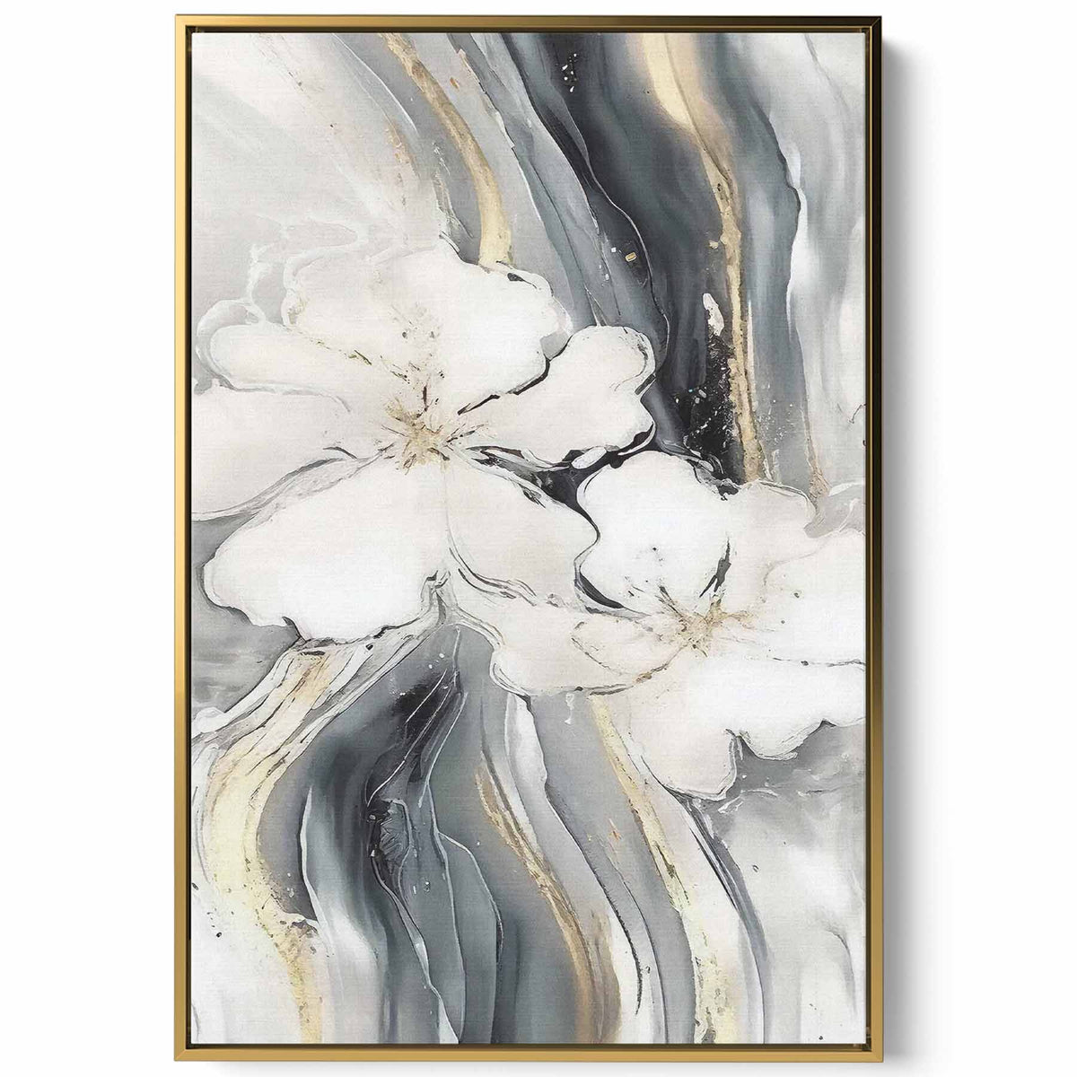 Canvas Wall Art Stretched Over Wooden Frame with Gold Floating Frame Paintings & Pictures| LOWHA