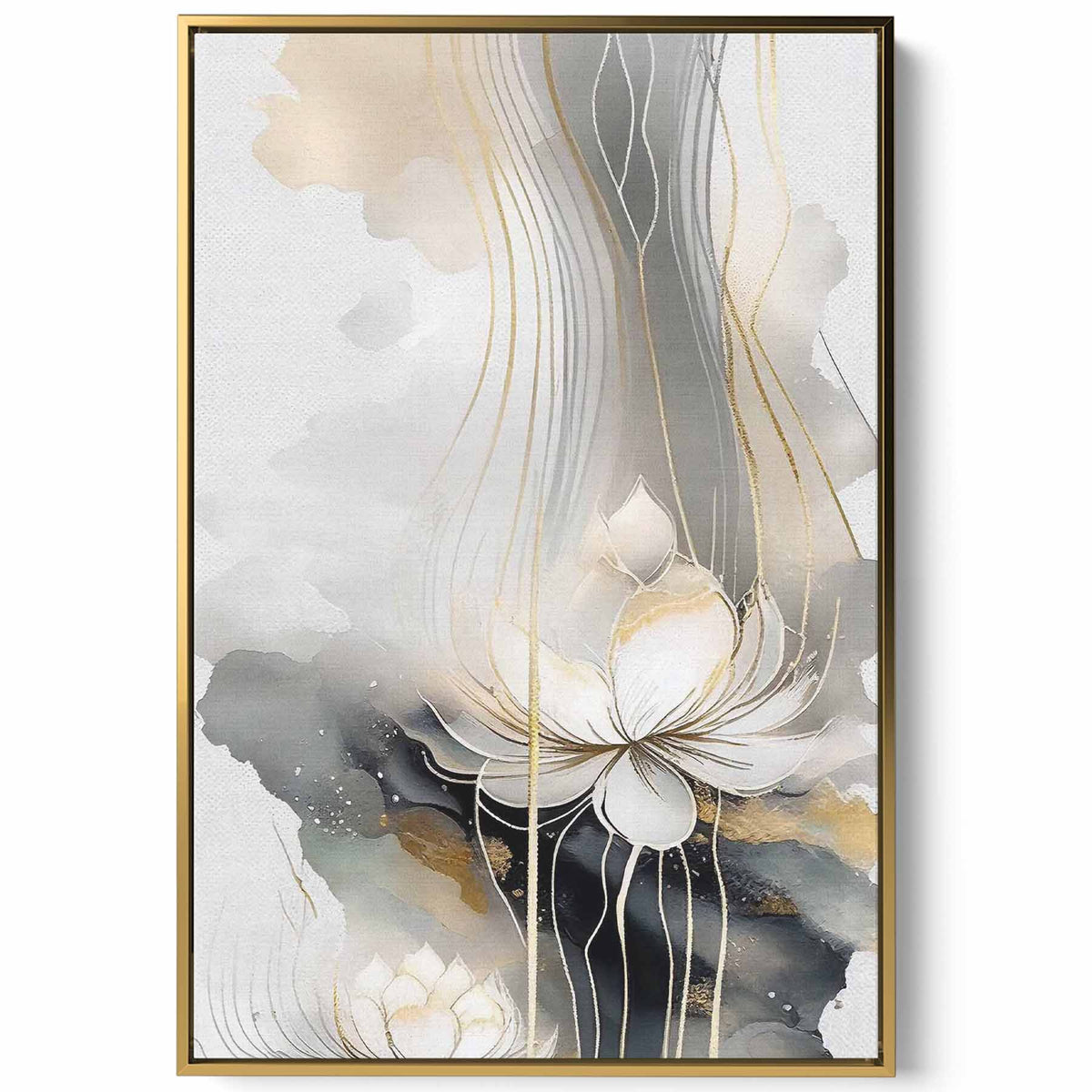 Canvas Wall Art Stretched Over Wooden Frame with Gold Floating Frame Paintings & Pictures| LOWHA