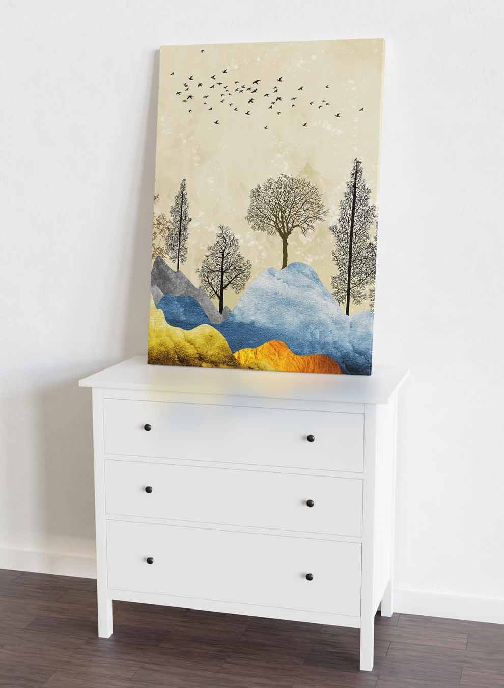 Canvas Wall Art Stretched Over Wooden Frame with Gold Floating Frame Paintings & Pictures| LOWHA