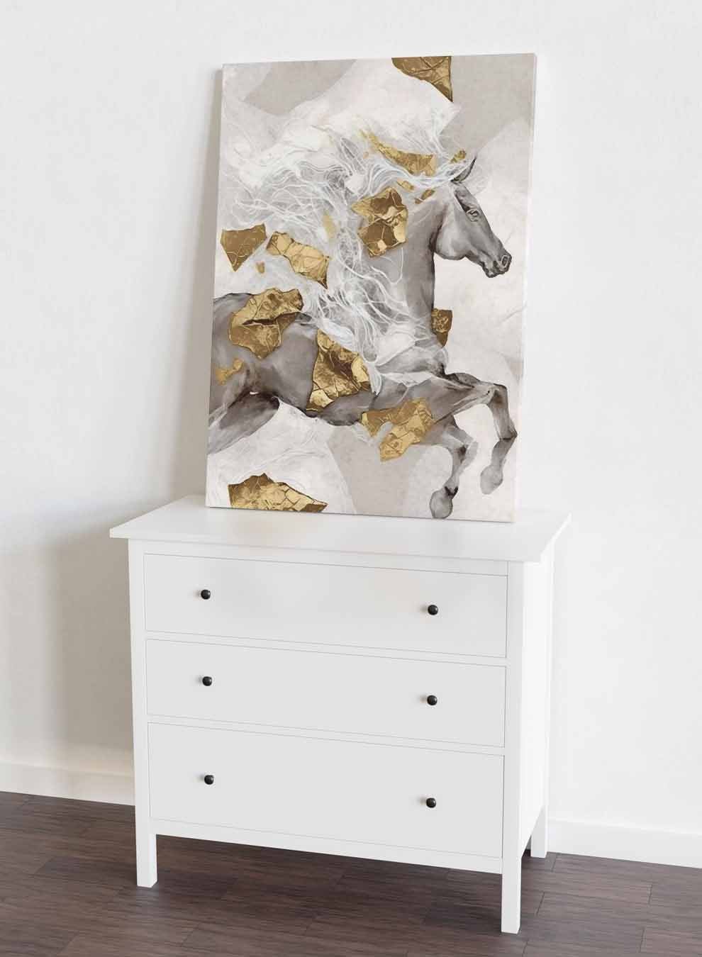 Canvas Wall Art Stretched Over Wooden Frame with Gold Floating Frame Paintings & Pictures| LOWHA