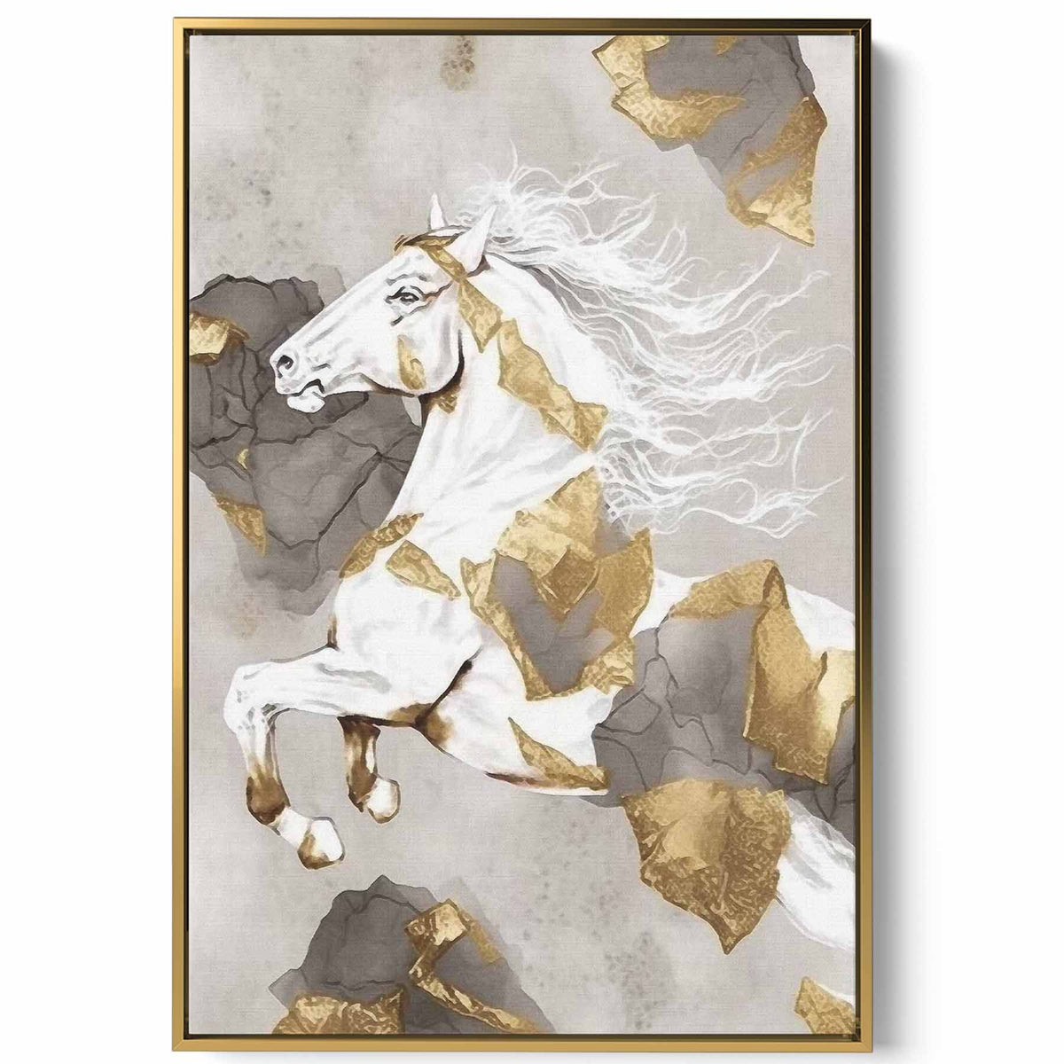 Canvas Wall Art Stretched Over Wooden Frame with Gold Floating Frame Paintings & Pictures| LOWHA