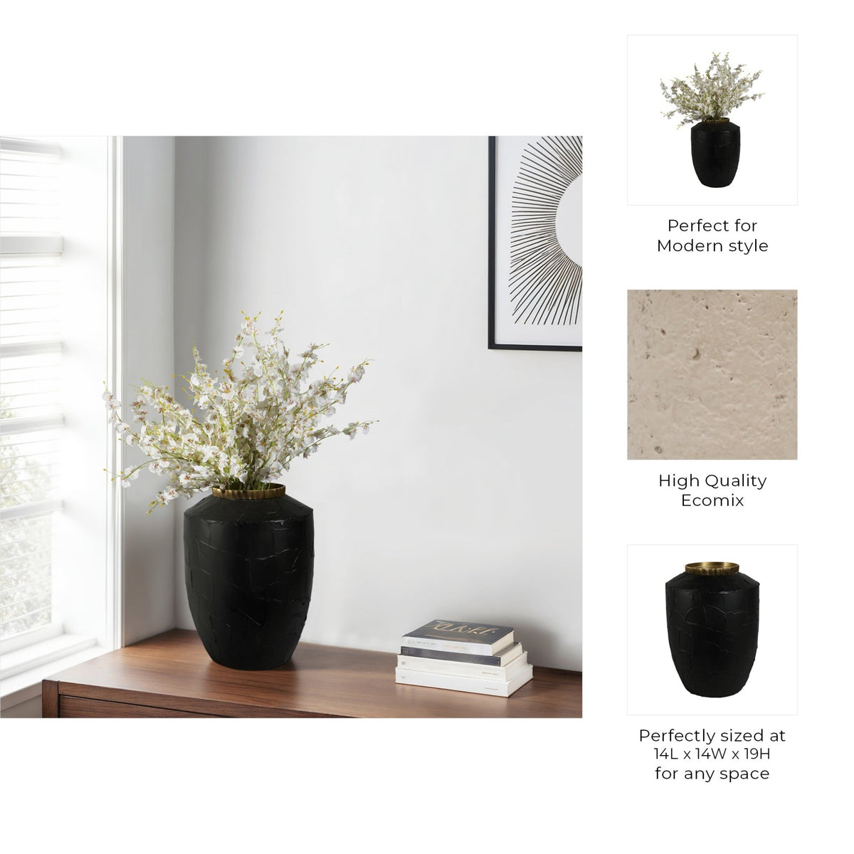 Canvon Black Ecomix Vase Vases and Jars| Sagebrook Home