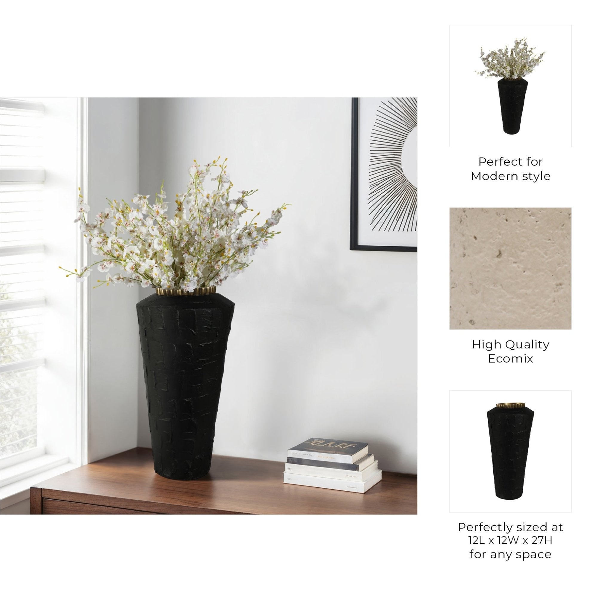 Canvon Black Ecomix Vase Vases and Jars| Sagebrook Home