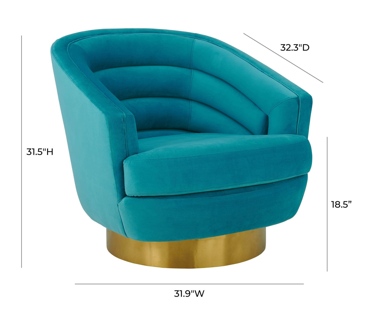 Canyon Blue Velvet Swivel Chair Chairs| TOV