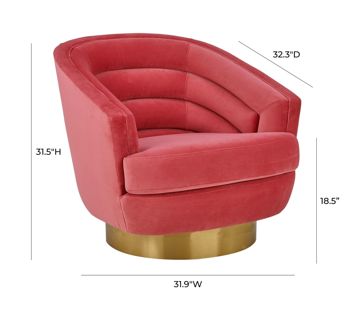 Canyon Hot Pink Velvet Swivel Chair Chairs| TOV