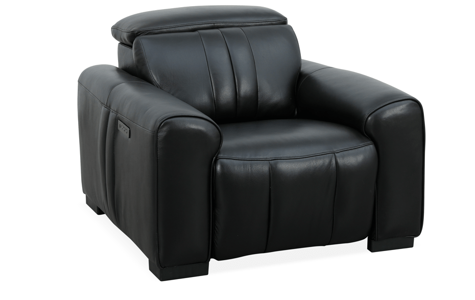 Canyon Luxe Black Leather Motion Power Chair (105cm) Recliners| Roots Furniture