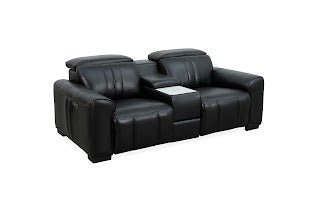 Canyon Luxe Black Leather Motion Power LAF (84cm) Recliners| Roots Furniture