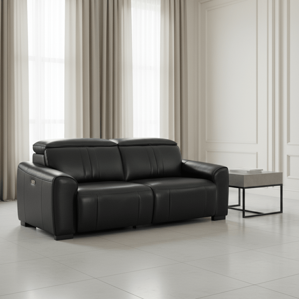 Canyon Luxe Black Leather Motion Power RAF (104cm) Recliners| Roots Furniture