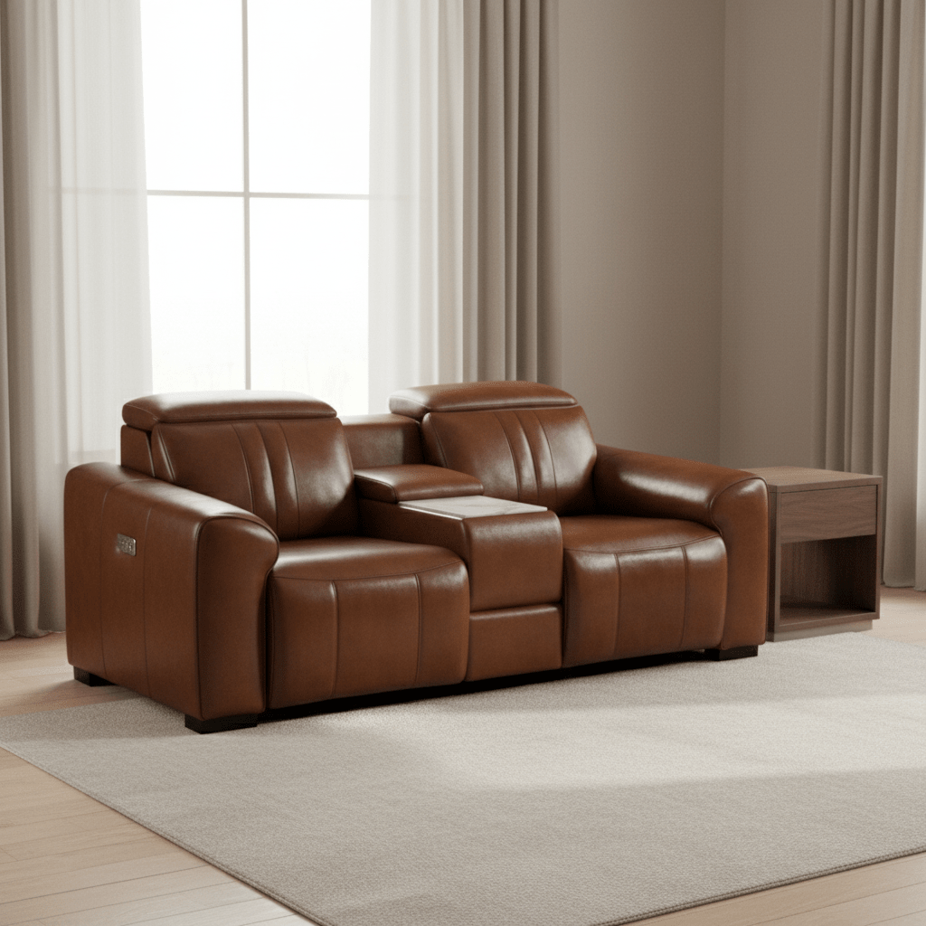 Canyon Luxe Brown Leather Motion Power LAF (84cm) Recliners| Roots Furniture