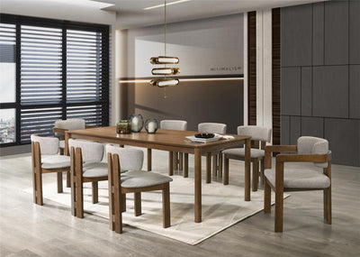 Capri Walnut Dining Table 8 Seater SET - Al Rugaib Furniture