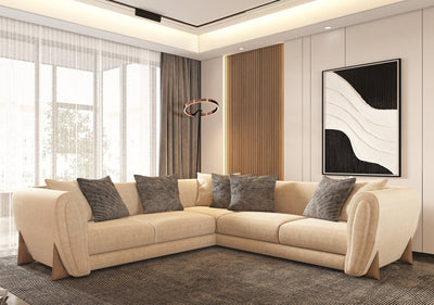 Caramel corner sofa model "Raqi" in size 300×300 - Al Rugaib Furniture