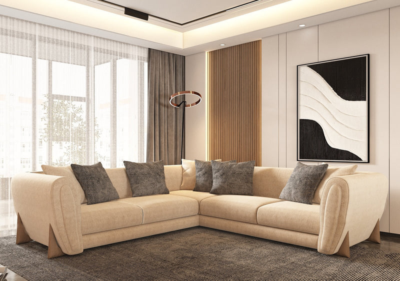 Caramel corner sofa model "Raqi" in size 300×300 - Al Rugaib Furniture