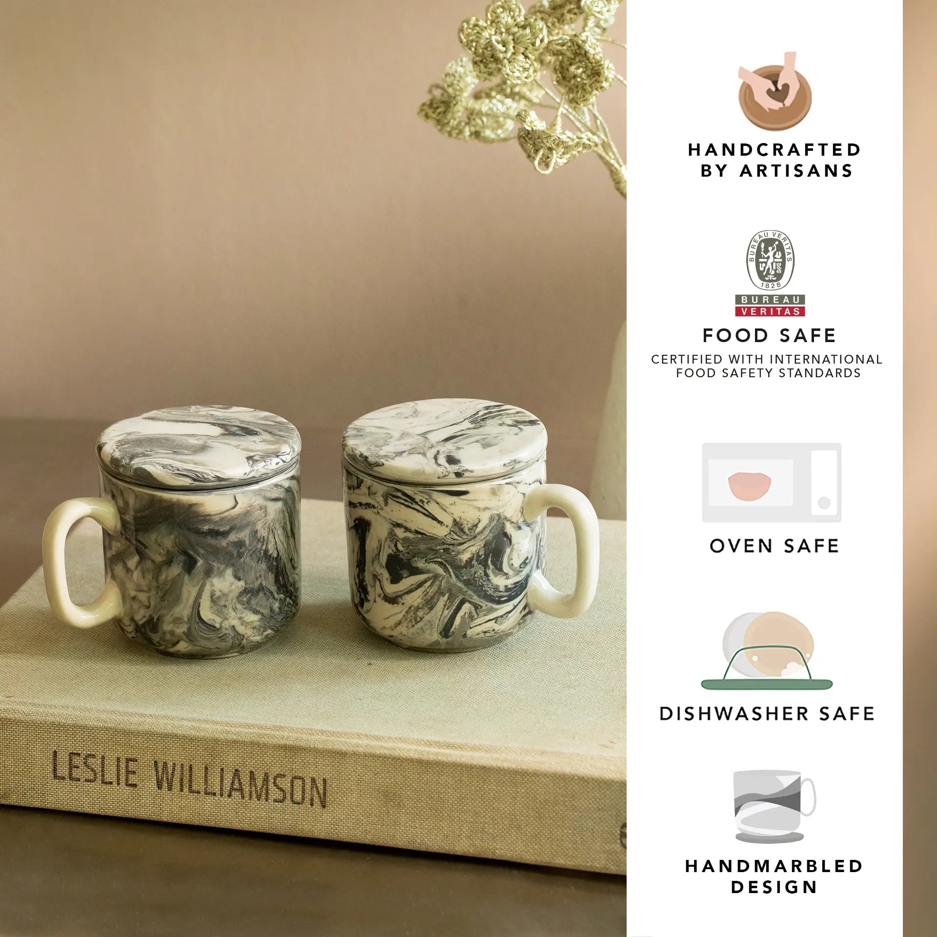 Carbon Ceramic Mug Set of Two Bottles & Containers| Roots Furniture