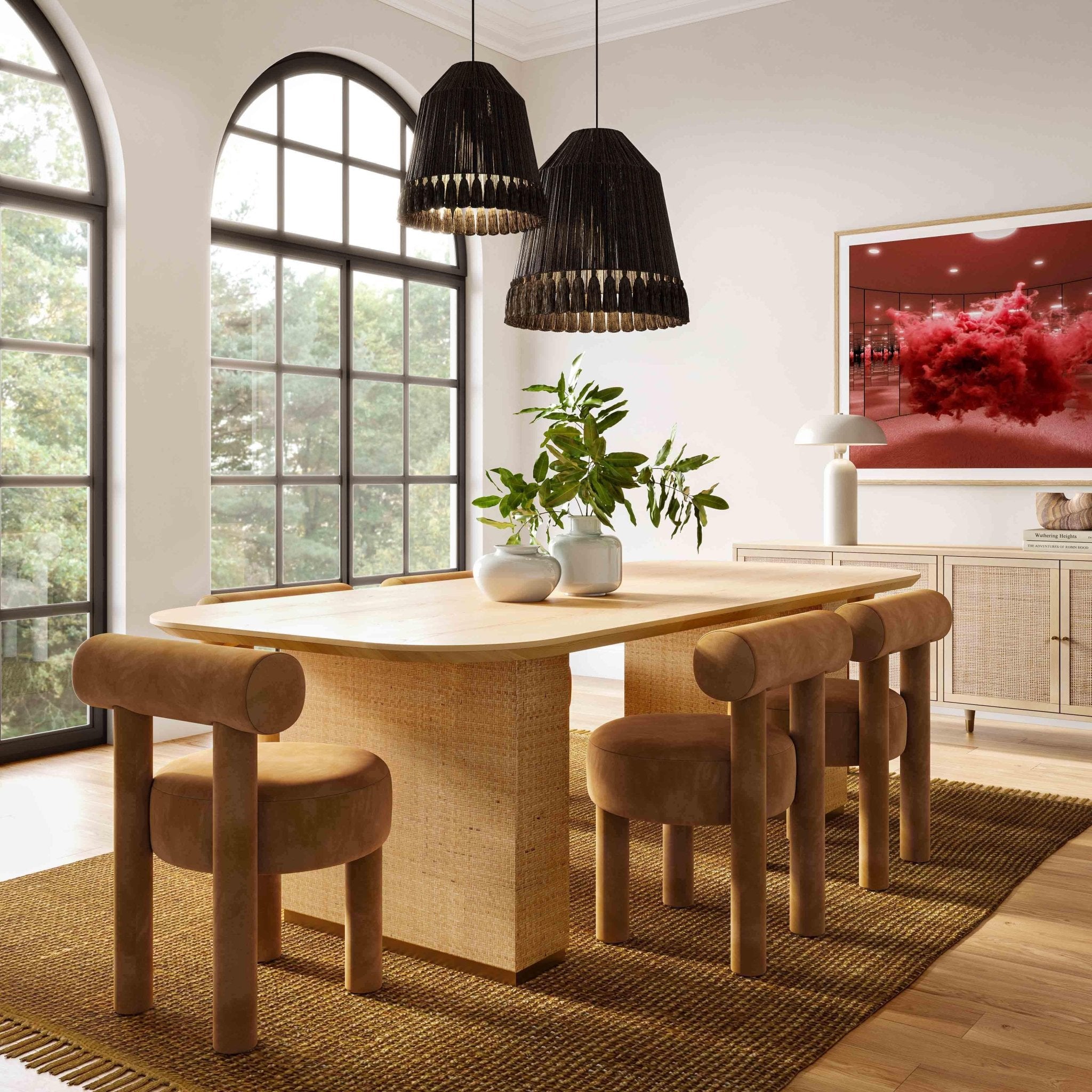 Carmel Cognac Velvet Dining Chair Dining Chairs| TOV