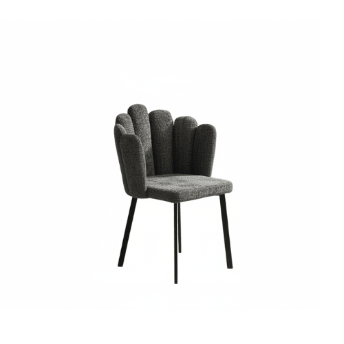 Carmen Round Black Ceramic Dining Set with Wavy Back Chairs – Table + 4 Chairs – Artistic design that adds luxury Dining Set| Otath