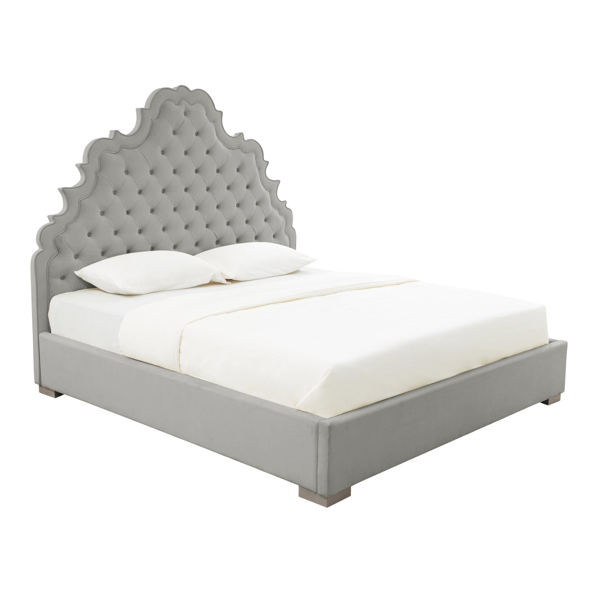Carolina Grey Velvet Bed in King Beds| TOV