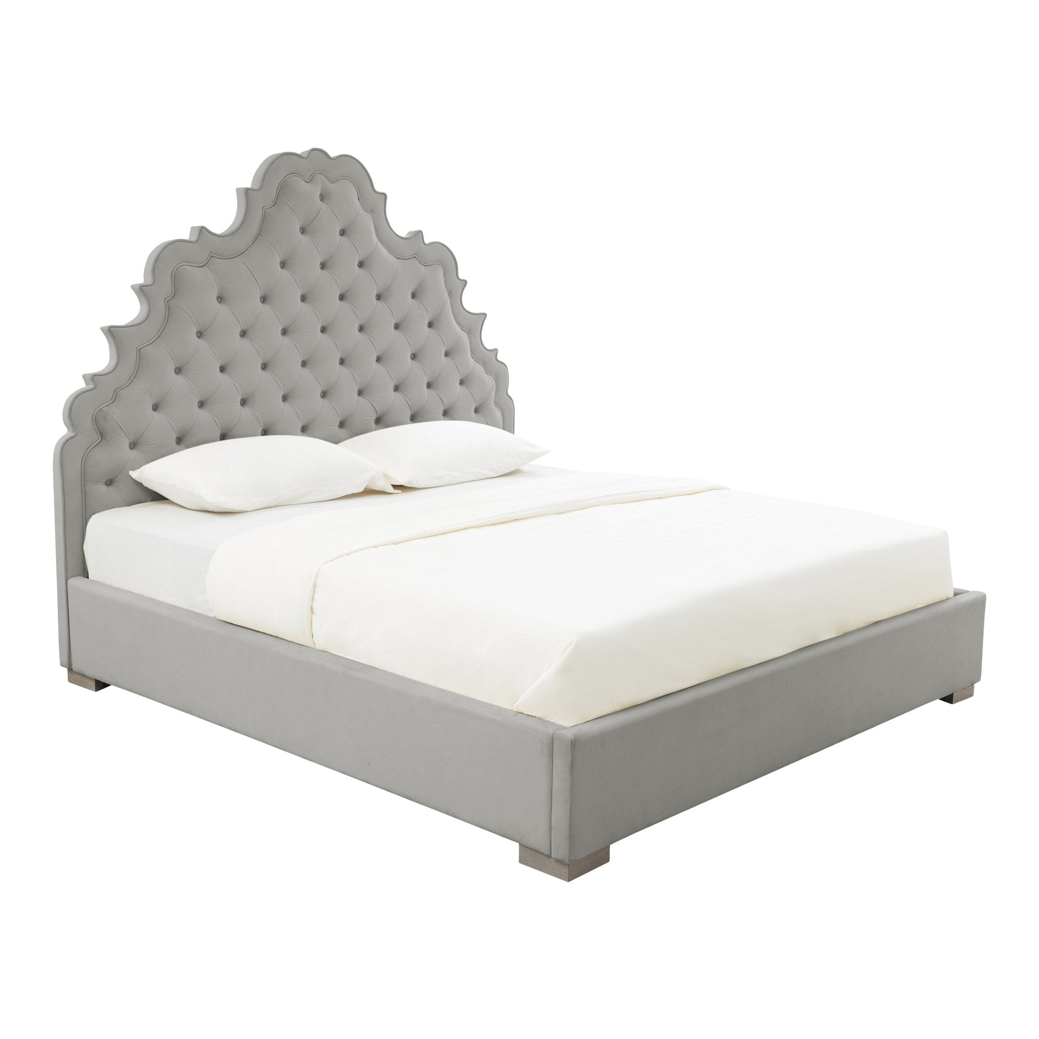 Carolina Grey Velvet Bed in Queen Beds| TOV