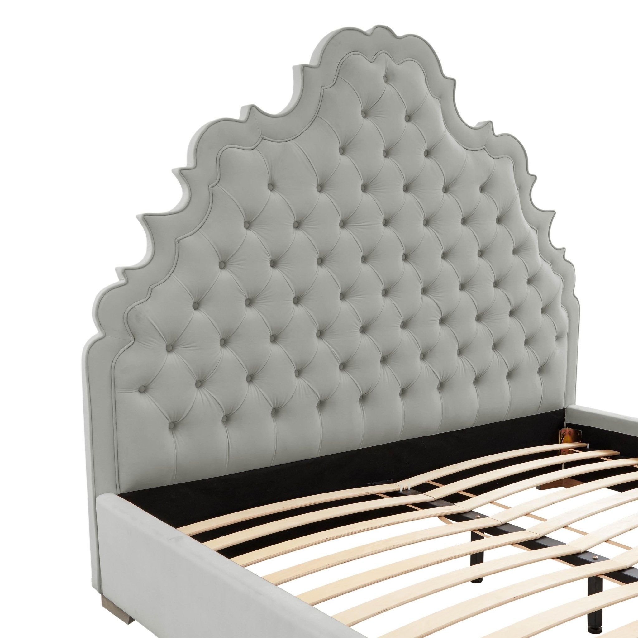 Carolina Grey Velvet Bed in Queen Beds| TOV