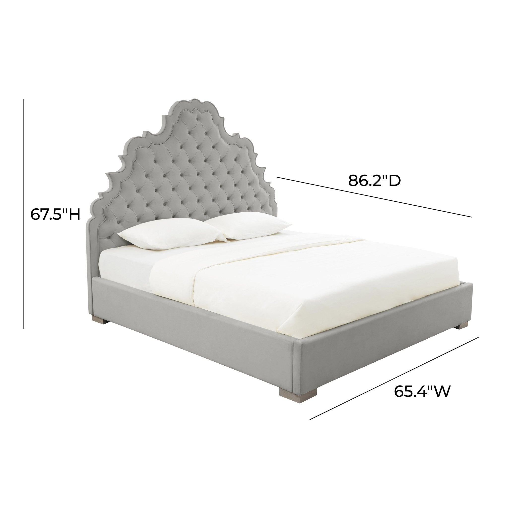Carolina Grey Velvet Bed in Queen Beds| TOV