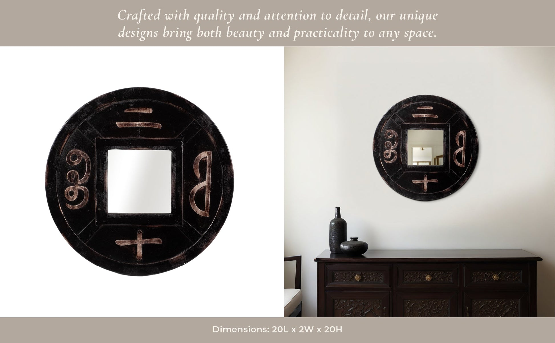 CARVED MIRROR, BROWN Wall Art| Sagebrook Home
