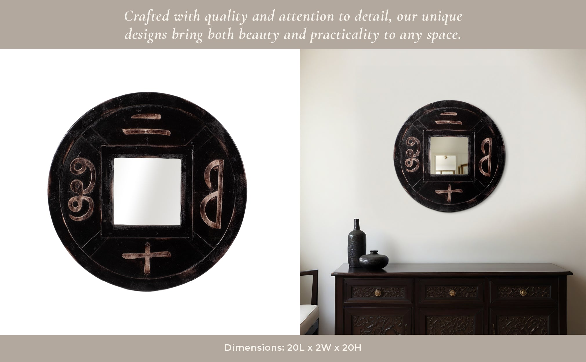 CARVED MIRROR, BROWN Wall Art| Sagebrook Home
