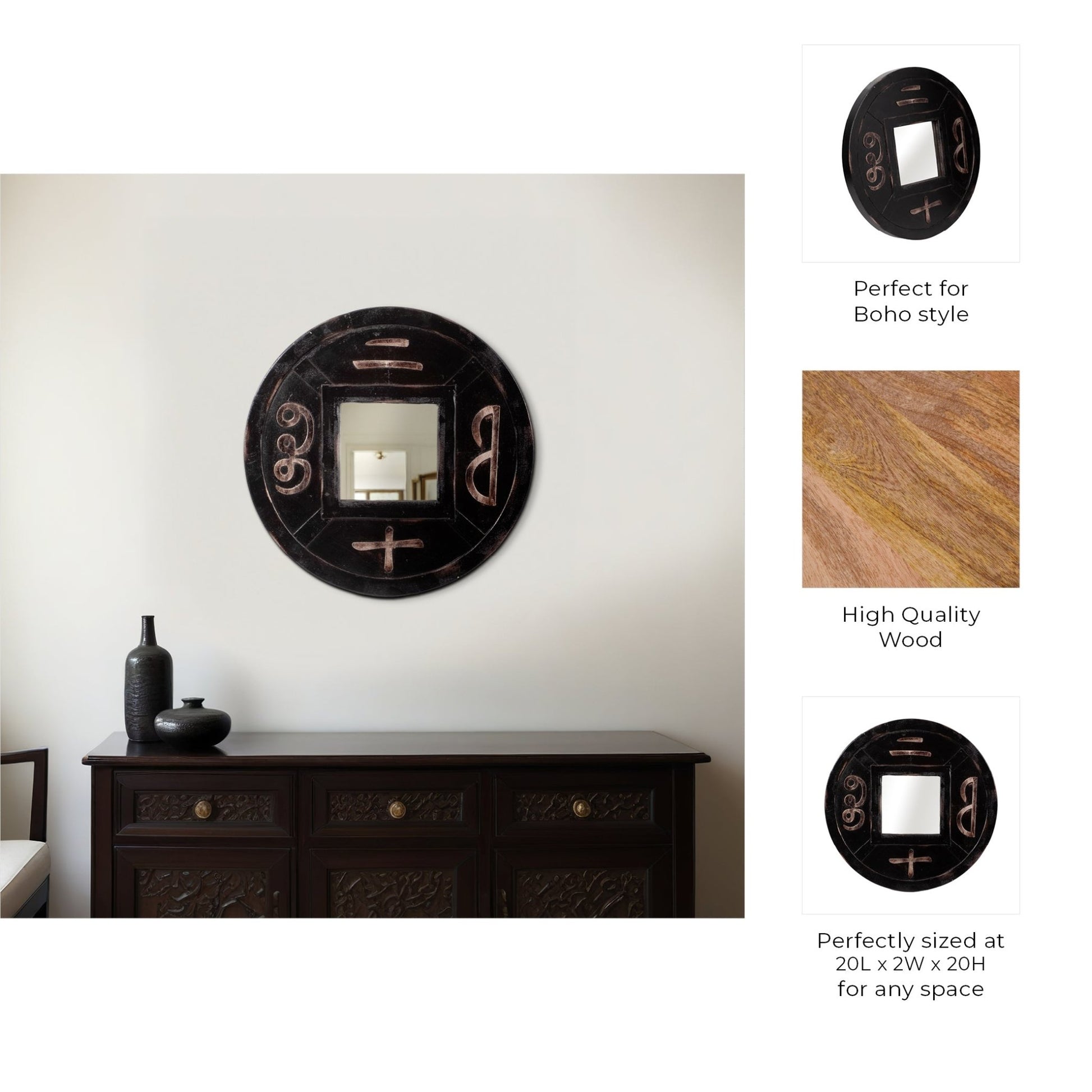 CARVED MIRROR, BROWN Wall Art| Sagebrook Home