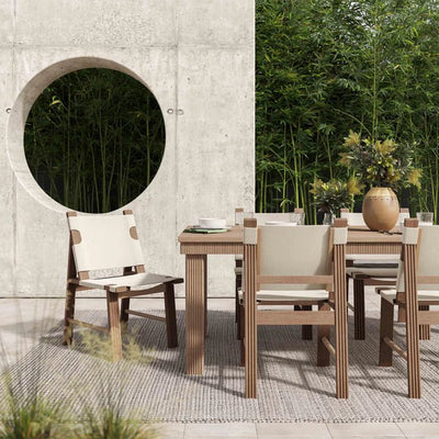 Cassie Natural 75 Inch Rectangular Outdoor Dining Table Set - Al Rugaib Furniture