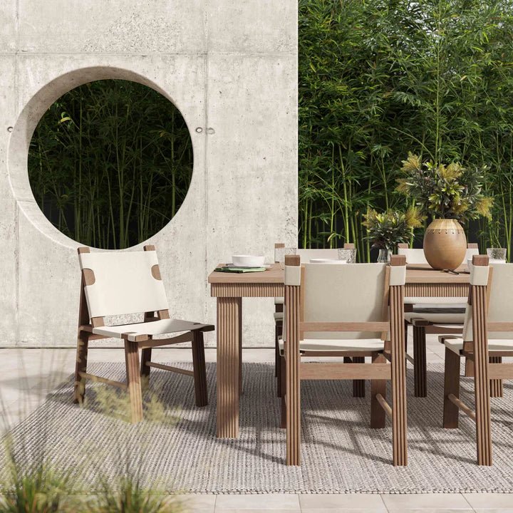 Cassie Natural 75 Inch Rectangular Outdoor Dining Table Set - Al Rugaib Furniture