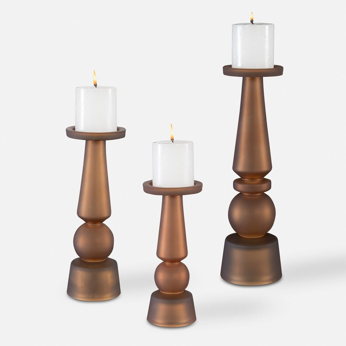 Cassiopeia Candleholders, Butter Rum, S/3 Table Decors| Uttermost