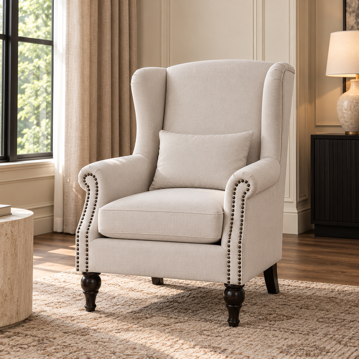 Saddle Grey Accent Chair