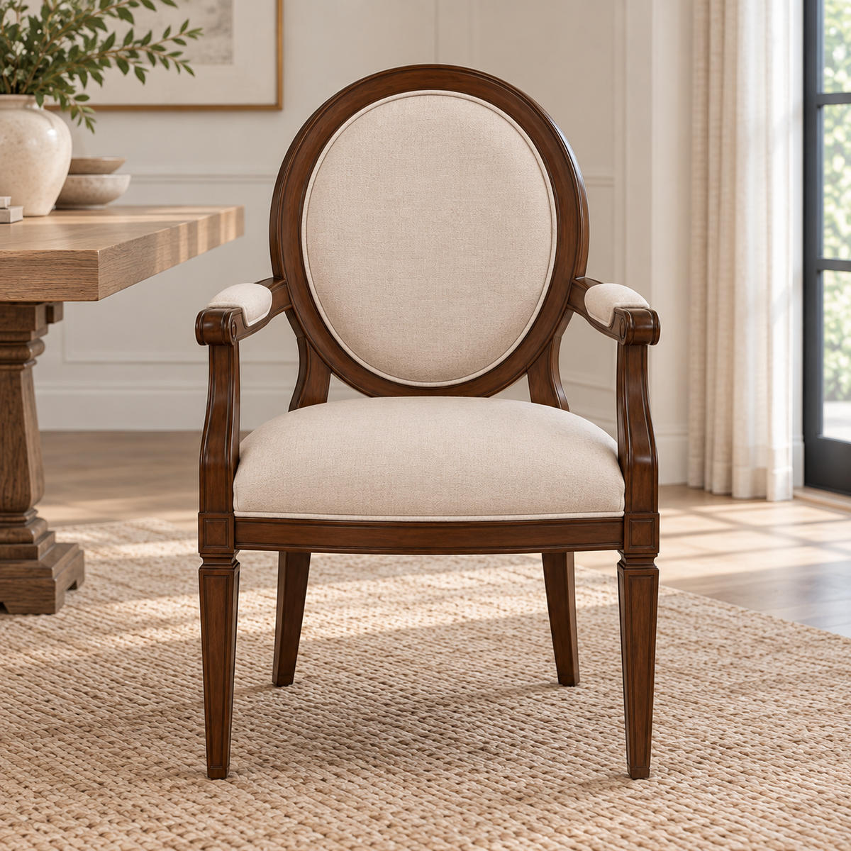 Rifadah Dining Arm Chair – Wood Back