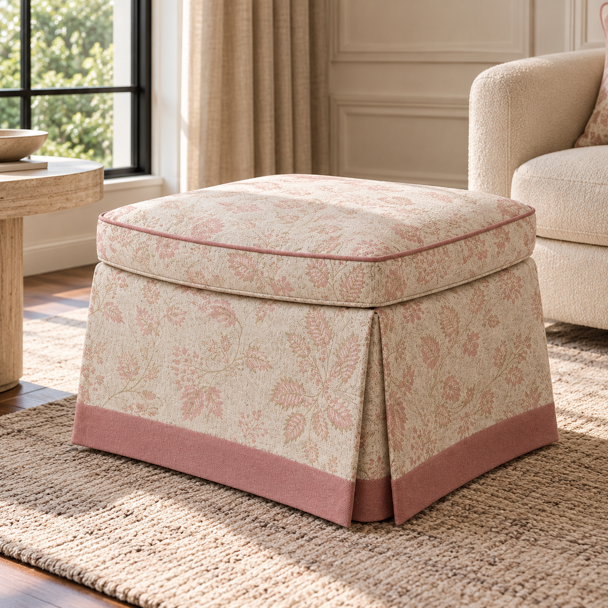 Alpine Retreat Pink Ottoman