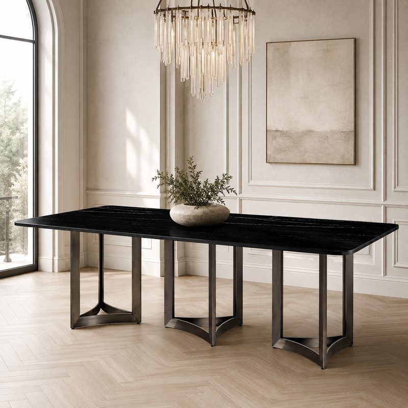 Alexa Dining Table Bronze Base and 395 CM Black Marble