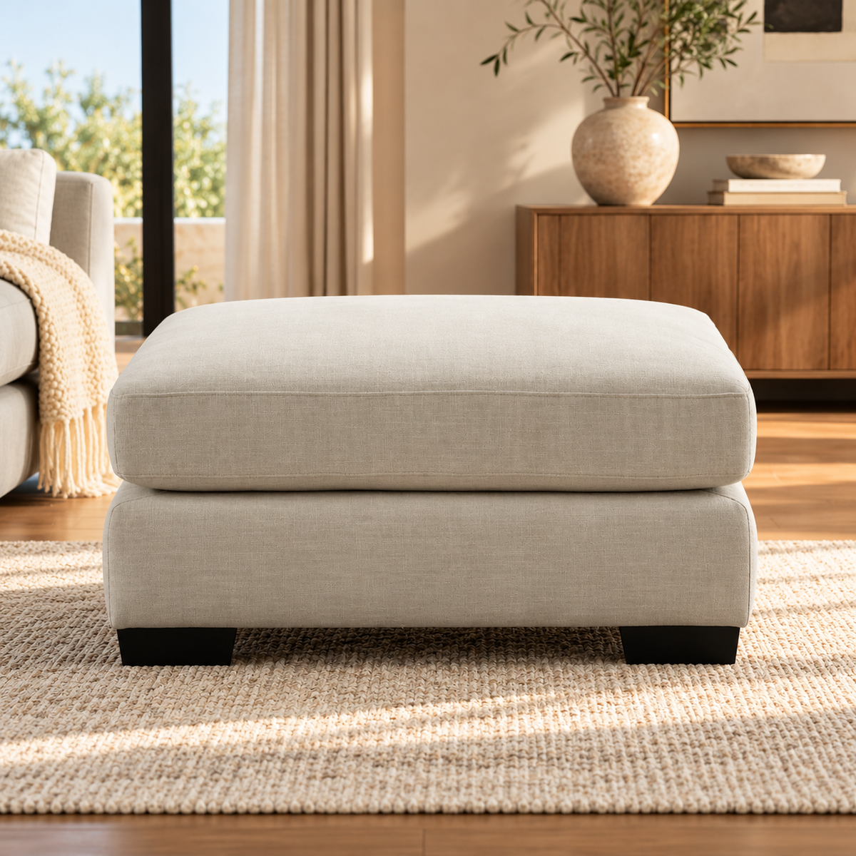 Scott Cream Ottoman