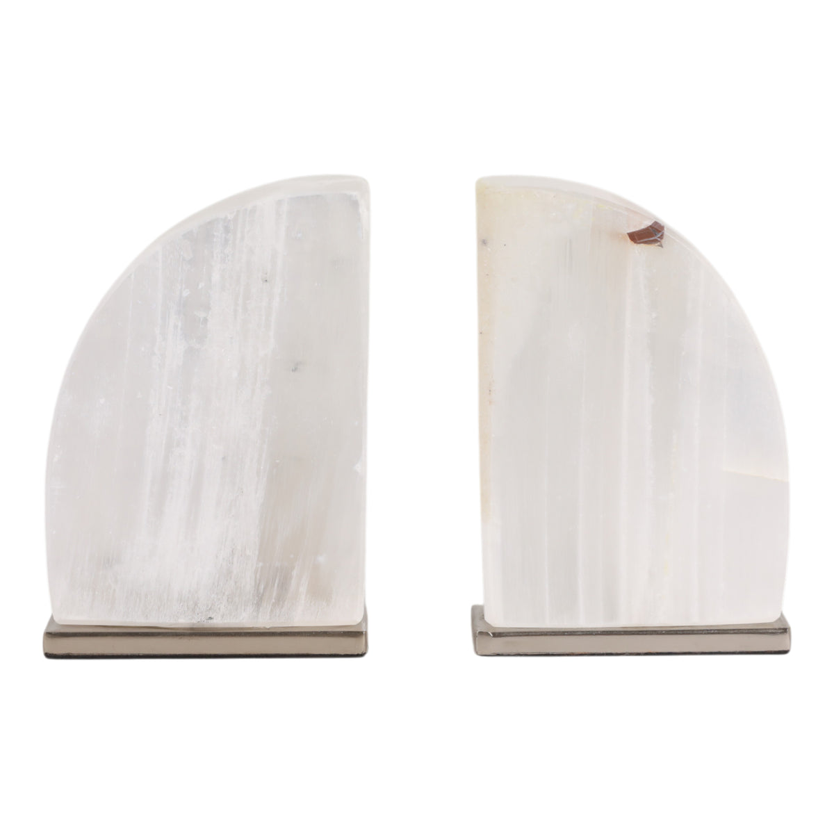 6" MONNAR SELENITE BOOKENDS, WHT