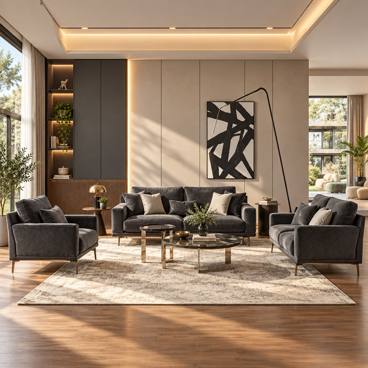 Whisper Soft Black Sofa Set