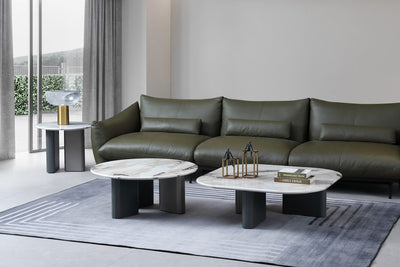 Celadon Charm Marble Curved Square Coffee Table - Al Rugaib Furniture