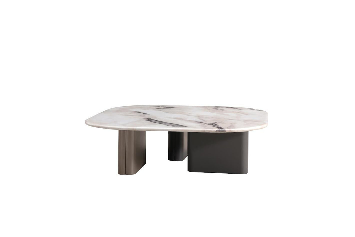 Celadon Charm Marble Curved Square Coffee Table Coffee Tables| Roots Furniture