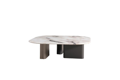 Celadon Charm Marble Curved Square Coffee Table - Al Rugaib Furniture