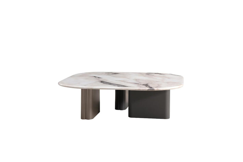 Celadon Charm Marble Curved Square Coffee Table - Al Rugaib Furniture