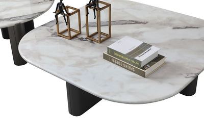 Celadon Charm Marble Curved Square Coffee Table - Al Rugaib Furniture
