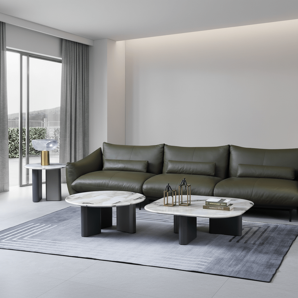 Celadon Charm Marble Round Coffee Table Coffee Tables| Roots Furniture