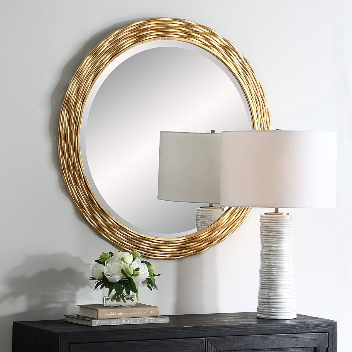 Celeste Gold Round Mirror Mirrors| Uttermost