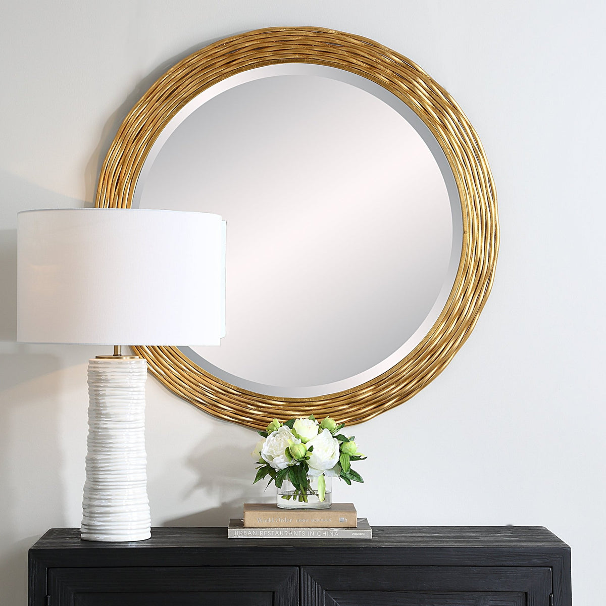 Celeste Gold Round Mirror Mirrors| Uttermost